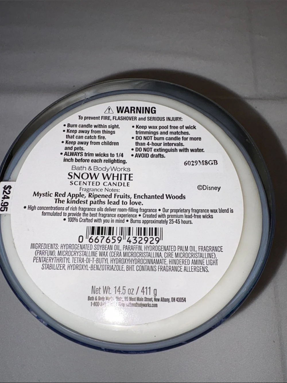 Bath & Body Works Snow White Disney Princess collab 3 wick candle - Picture 4 of 4